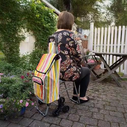 Lifemax Multicolour Leisure Shopping Trolley with Seat, Lightweight and Foldable, W/D/H: 55.0 x 28.0 x 28.0 cm – 3