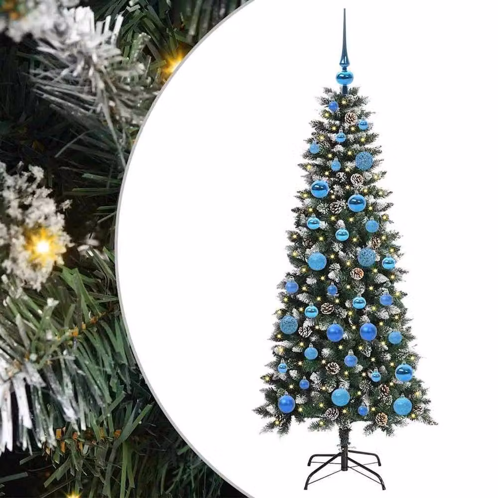 Berkfield Home Artificial Christmas Tree with 150 LEDs, Green, H x W x D: 150 x 66 x 66 cm – 1