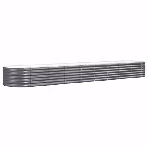 vidaXL Galvanised Steel Garden Raised Bed, Anthracite, W: 368 cm, D: 80 cm, H: 36 cm