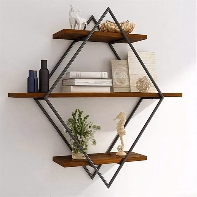 EONLION 3-Tier Brown Rustic Wall Mounted Floating Shelves, Width: 100 cm