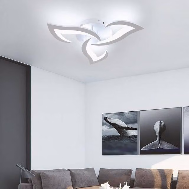 Goeco White LED Flower Ceiling Light with Remote Control and Dimmable Function