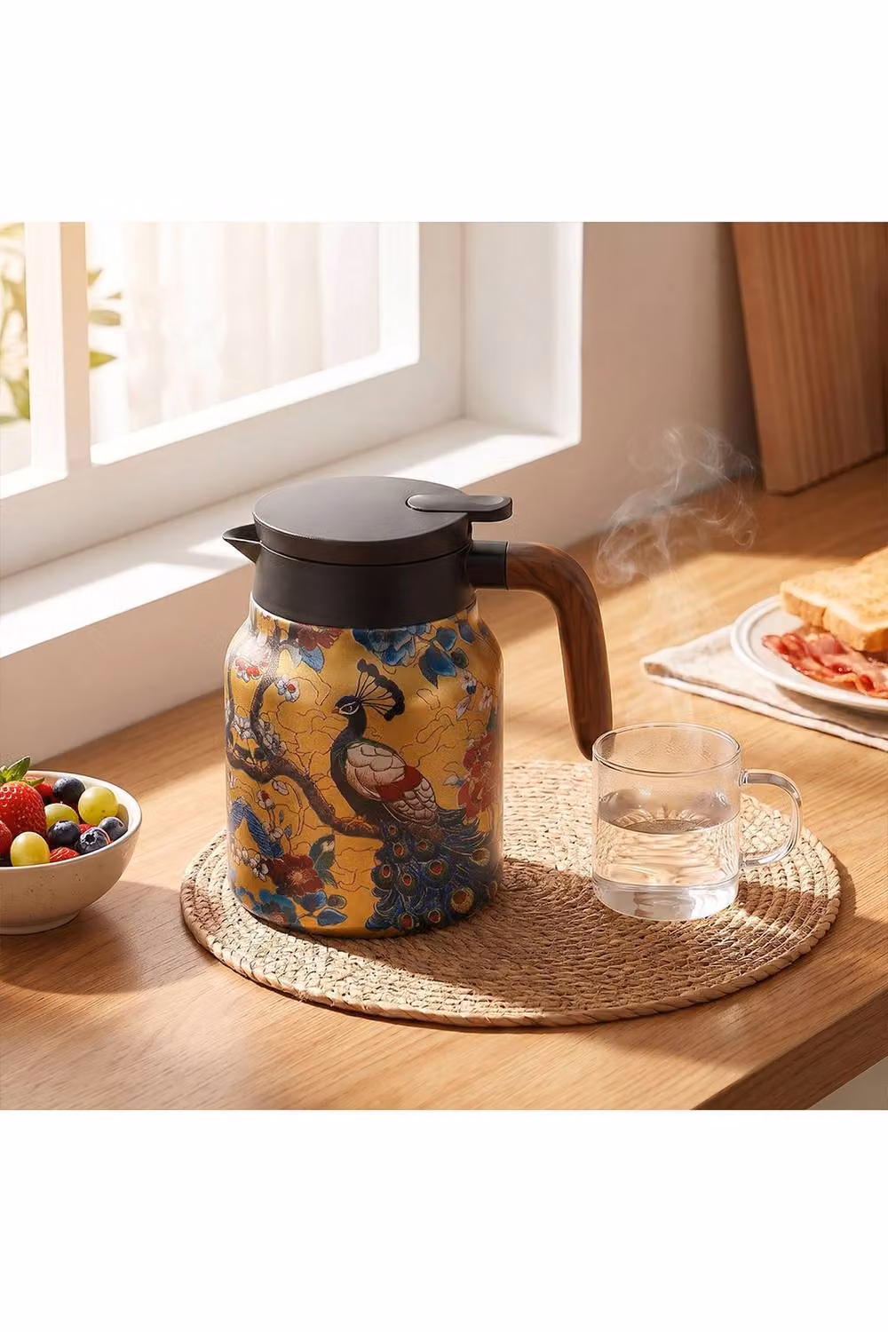 Living and Home Vintage Floral Pattern Thermal Teapot with Built-in Infuser in Gold – 3