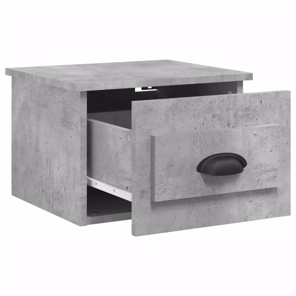Berkfield Home Wall-mounted Bedside Cabinet in Concrete Grey, W: 41.5 cm, D: 36 cm, H: 28 cm – 2