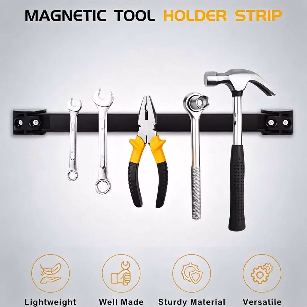 FLAVORA Magnetic Wall Mounted Tool Holder Storage Rack in Black, W: 52 cm, H: 1000 cm – 2