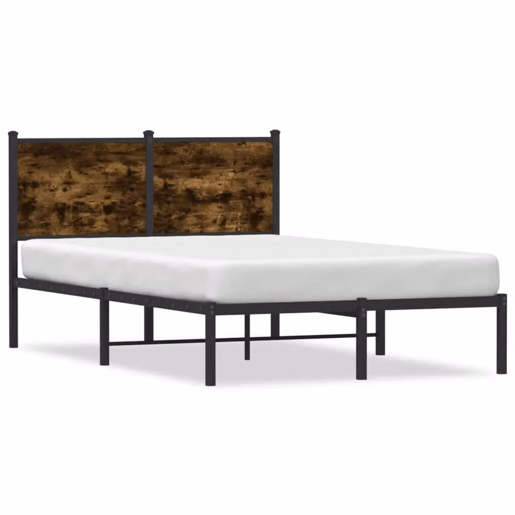 Berkfield Home Metal Bed Frame in Smoked Oak Brown, W/D/H: 120 x 200 cm – 2
