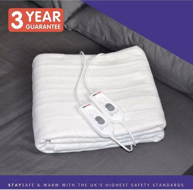 Staywarm Dual Control Double Underblanket, White, W: 140 cm, D: 200 cm
