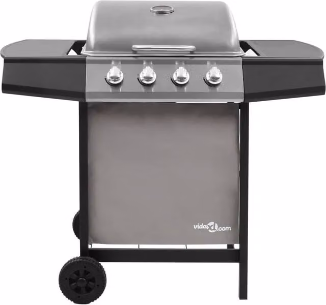 Berkfield Home 4 Burner Gas BBQ Grill with Cart in Black and Silver