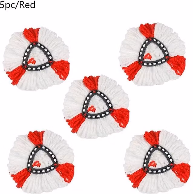 Kelvenix 5 Pack Red Microfibre Mop Refill Set for Vileda Turbo