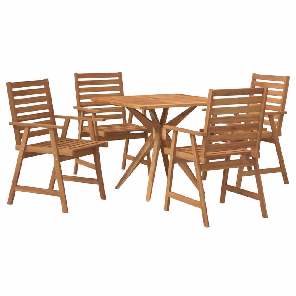Berkfield Home 5 Piece Rustic Acacia Wood Garden Dining Set in Brown – 2