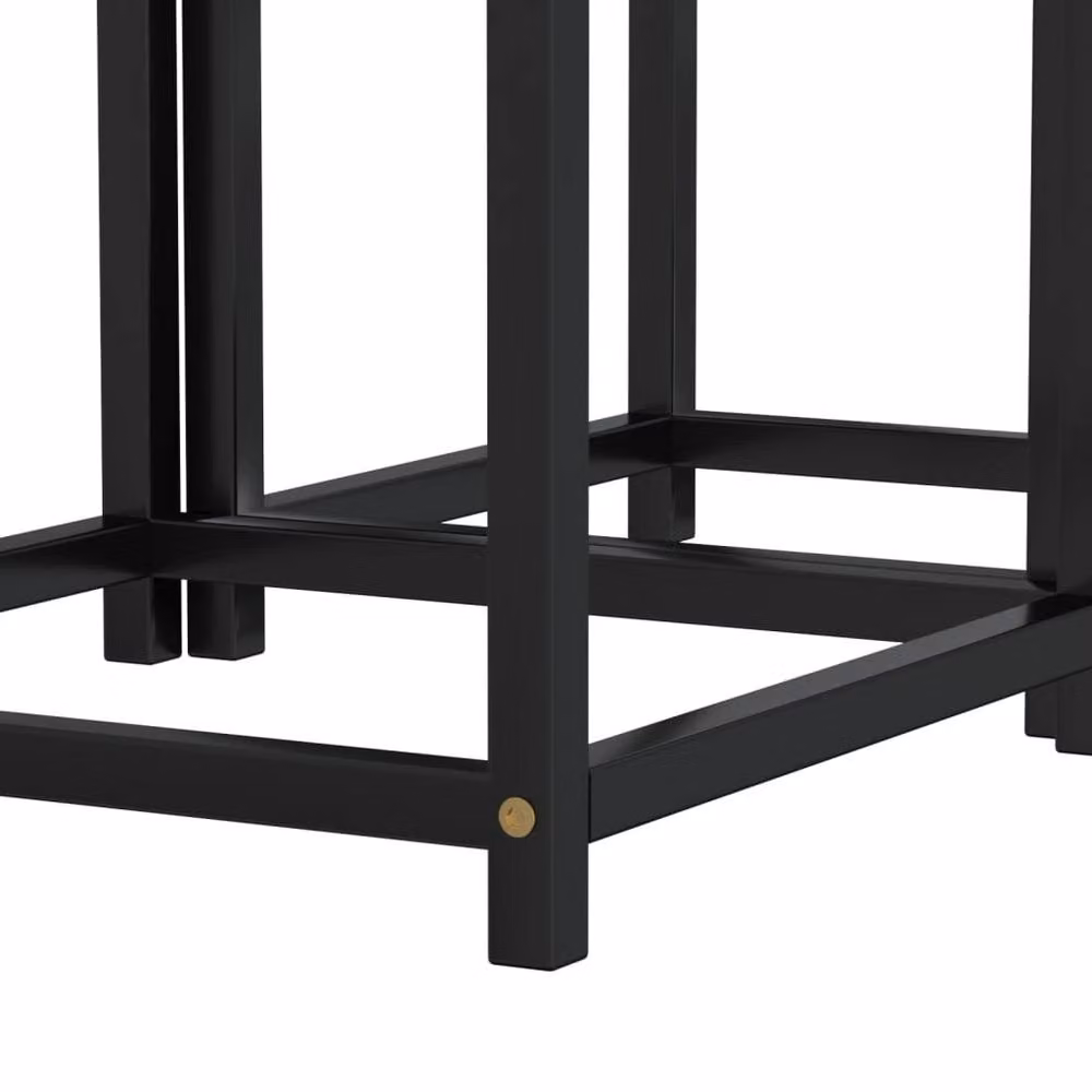 Berkfield Home Set of 2 Black Nesting Tea Tables with MDF and Metal Construction – 5