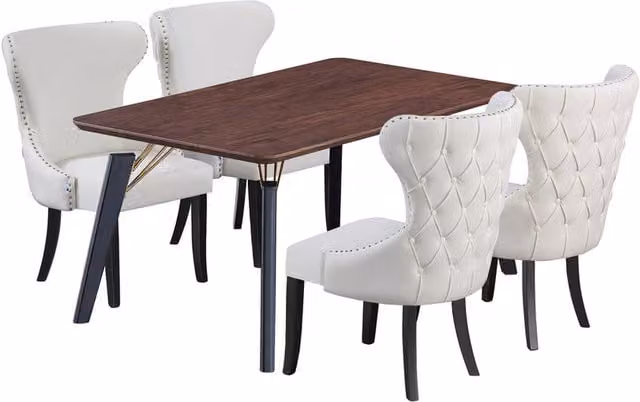 Mayfair Cosmo LUX Modern Rectangular Wooden Dining Set with 4 Chairs in Cream