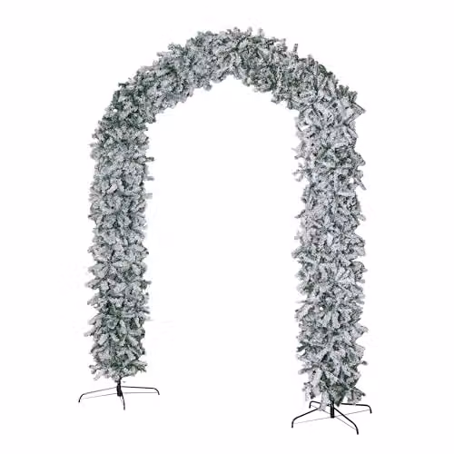 Samuel Alexander 8ft Snow Flocked Christmas Tree Arch with 2000 Tips in Green – 2
