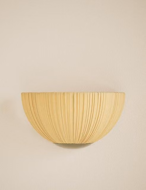 M&S Classic Pleated Fabric Dome Flush Wall Light in Beige