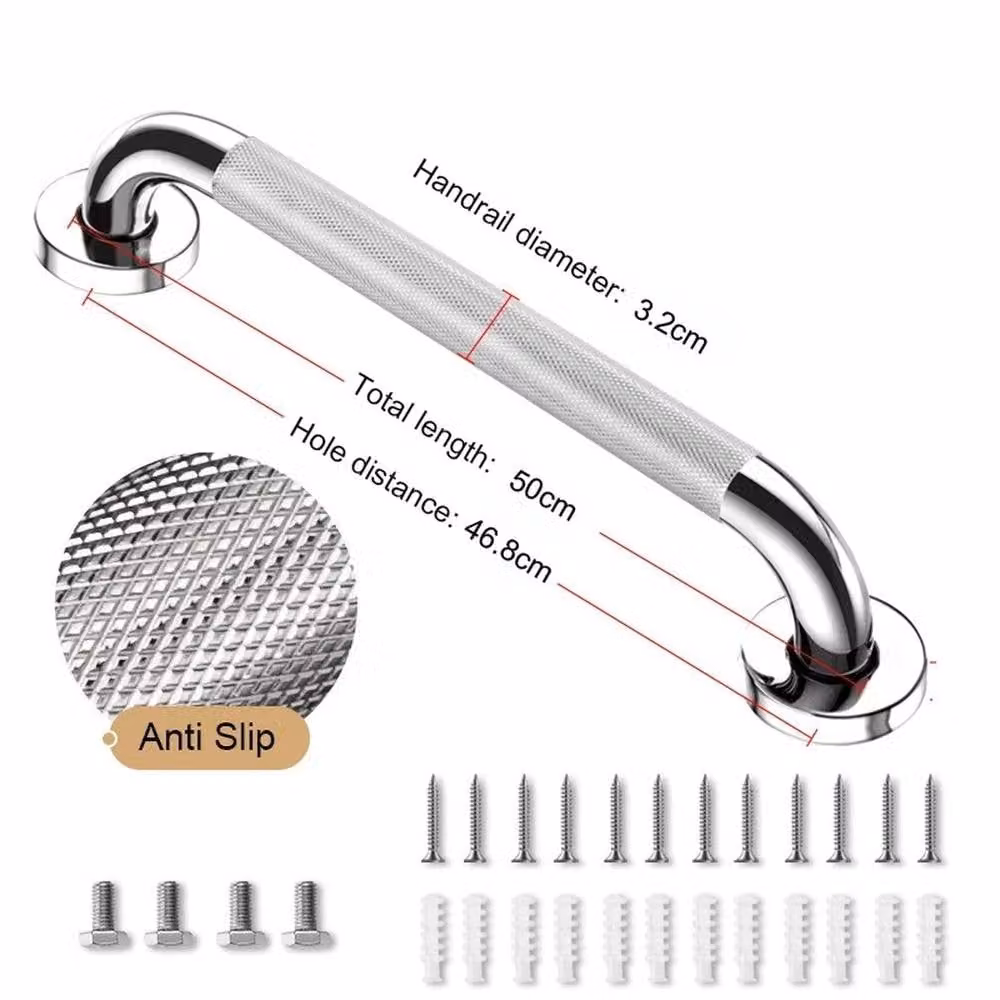 NESTLUNE Anti Slip Stainless Steel Shower Grab Handle in Silver, W: 180 cm – 1