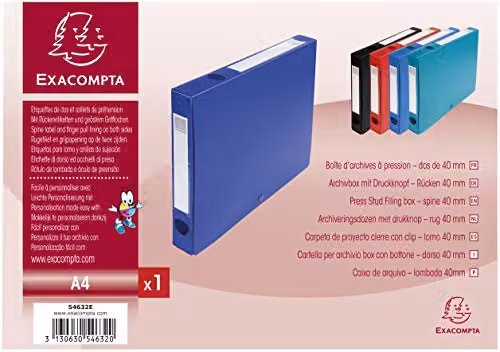 Exacompta Blue Opaque Polypropylene A4 Archive Box with 40mm Spine – 2