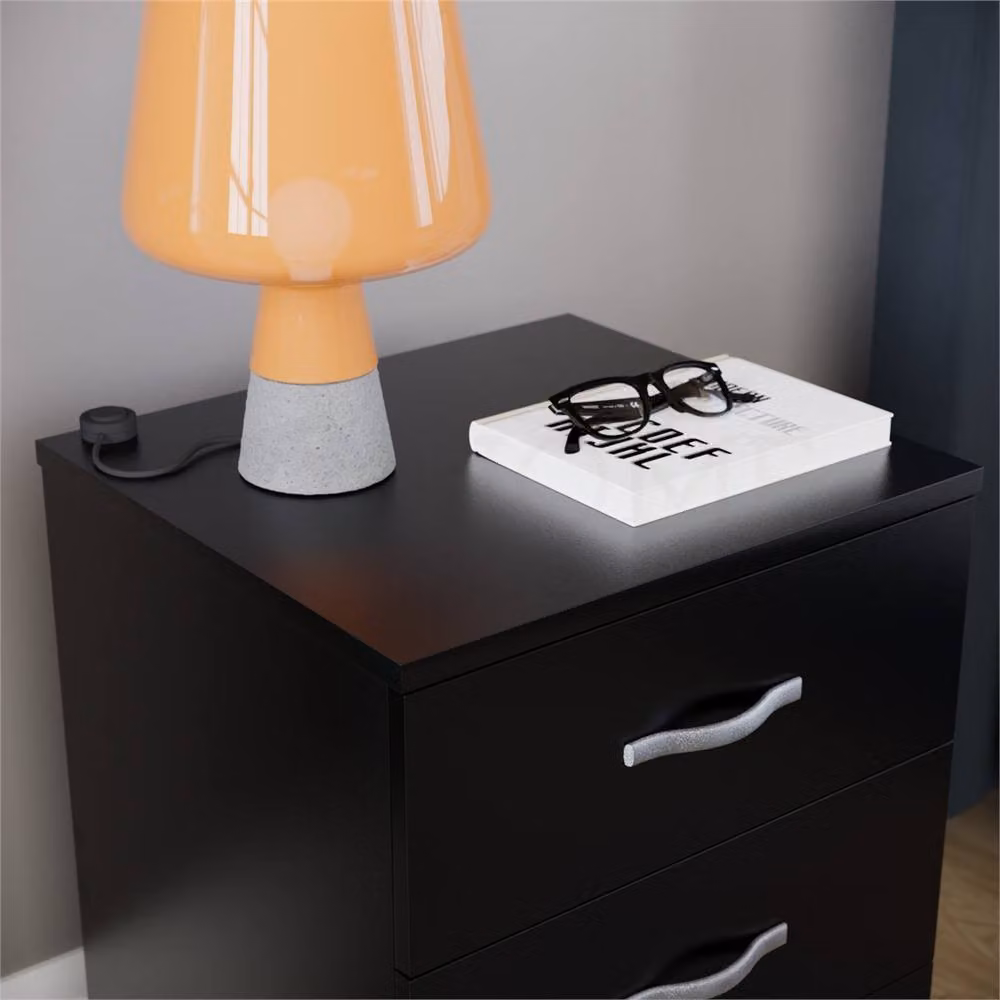 FORGEVIO Modern 2 Drawer Bedside Chest in Black – 3