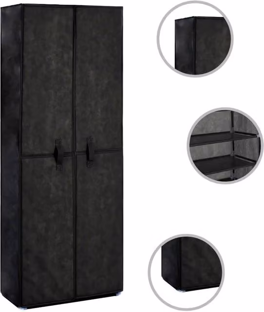 Berkfield Home Black Fabric Shoe Cabinet W/D/H: 60 x 30 x 166 cm – 1