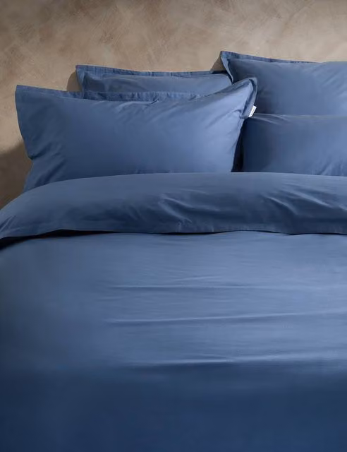 M&S x Fired Earth Washed Cotton Duvet Cover in Carbon Blue