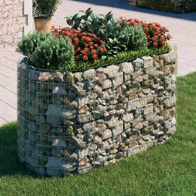 Berkfield Home Silver Galvanised Steel Stone Gabion Raised Bed, W/D/H: 200 x 100 x 100 cm