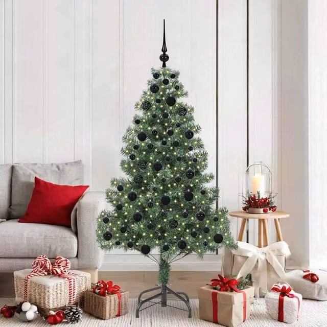 Berkfield Home Green PVC Christmas Tree with 300 LEDs and Stand, Height: 180 cm – 1