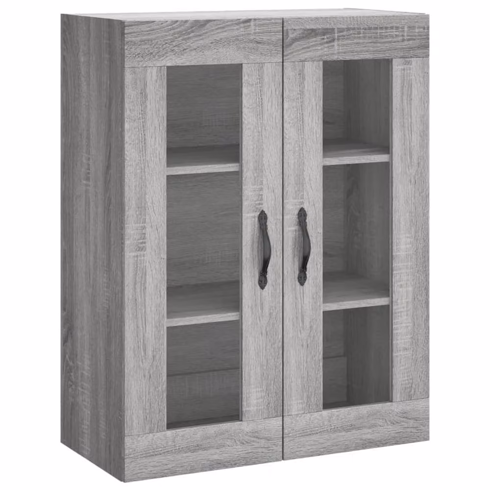 Berkfield Home Set of 2 Wall Mounted Cabinets with Glass Doors in Grey Sonoma Matt Engineered Wood – 3