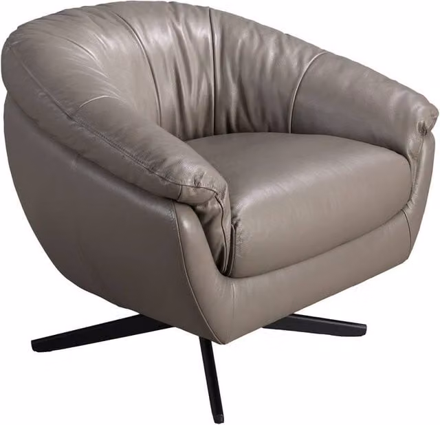 Angel Cerda Grey and Black Cowhide Leather Swivel Armchair with Metal Frame – 1
