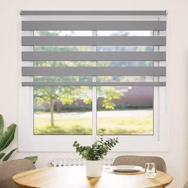 Berkfield Home Grey and White Zebra Day and Night Blind W: 120 cm, H: 175 cm