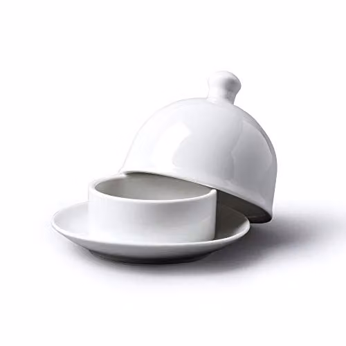 Wm Bartleet & Sons Traditional Porcelain Individual Butter Pat Pinch Bowl with Lid, White – 1