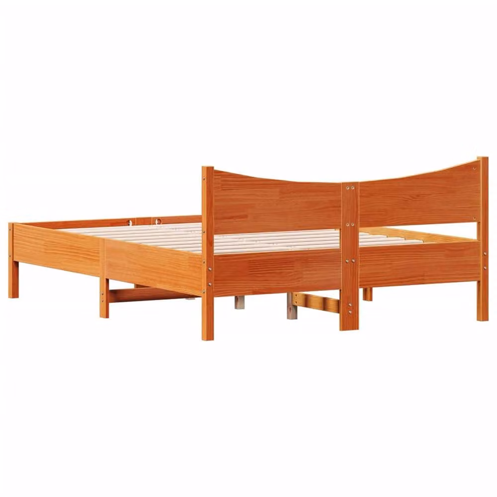 Berkfield Home Beautiful Solid Wood Pine Bed Frame in Waxed Brown, W/D/H: 120 x 200 x 74 cm – 3