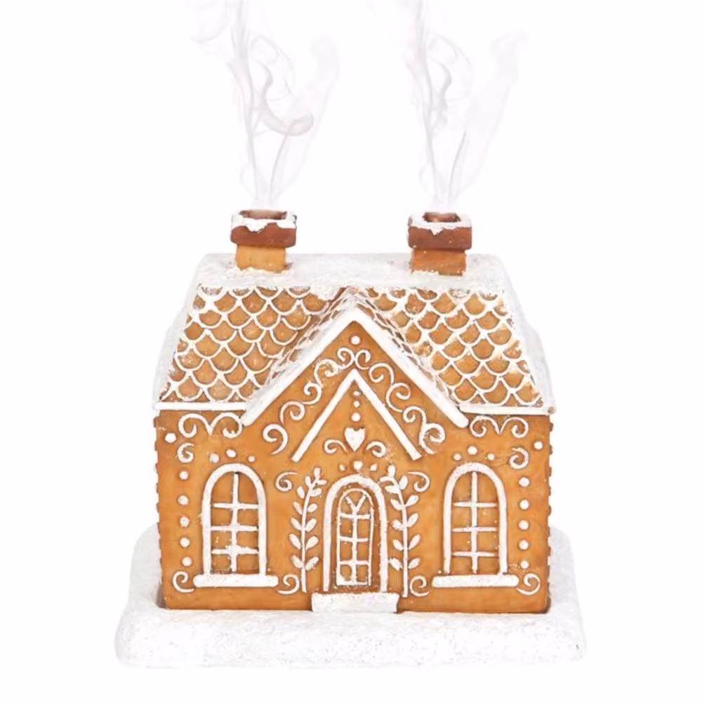 Marco Paul Gingerbread House Ceramic Incense Cone Burner in Tan with 15 Cinnamon Incense Cones – 2