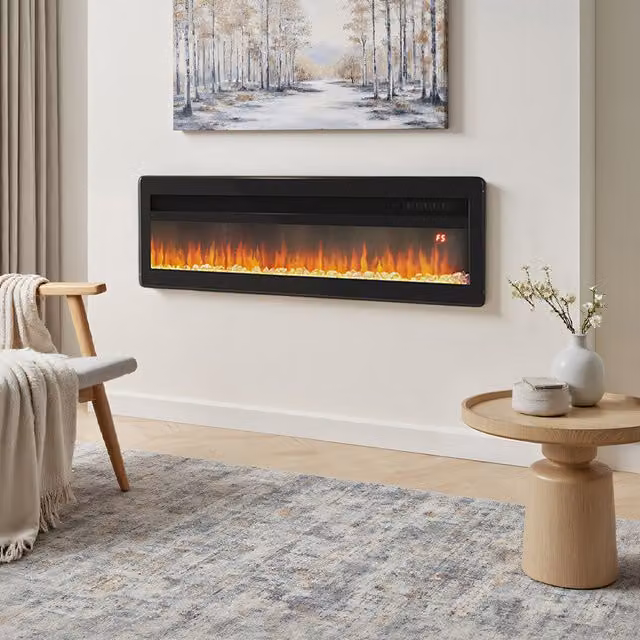 Living Star Premium Smart Electric Fireplace with Remote Control, Black, Width: 101.6 cm
