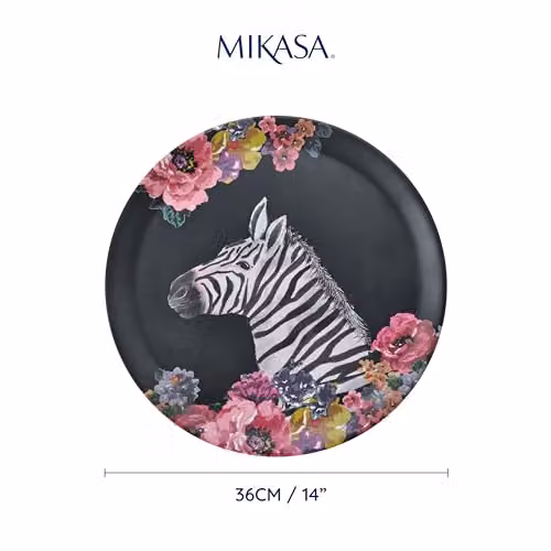 Mikasa Wild at Heart Zebra Round Melamine Serving Tray, Multicolour, Diameter: 36 cm – 2