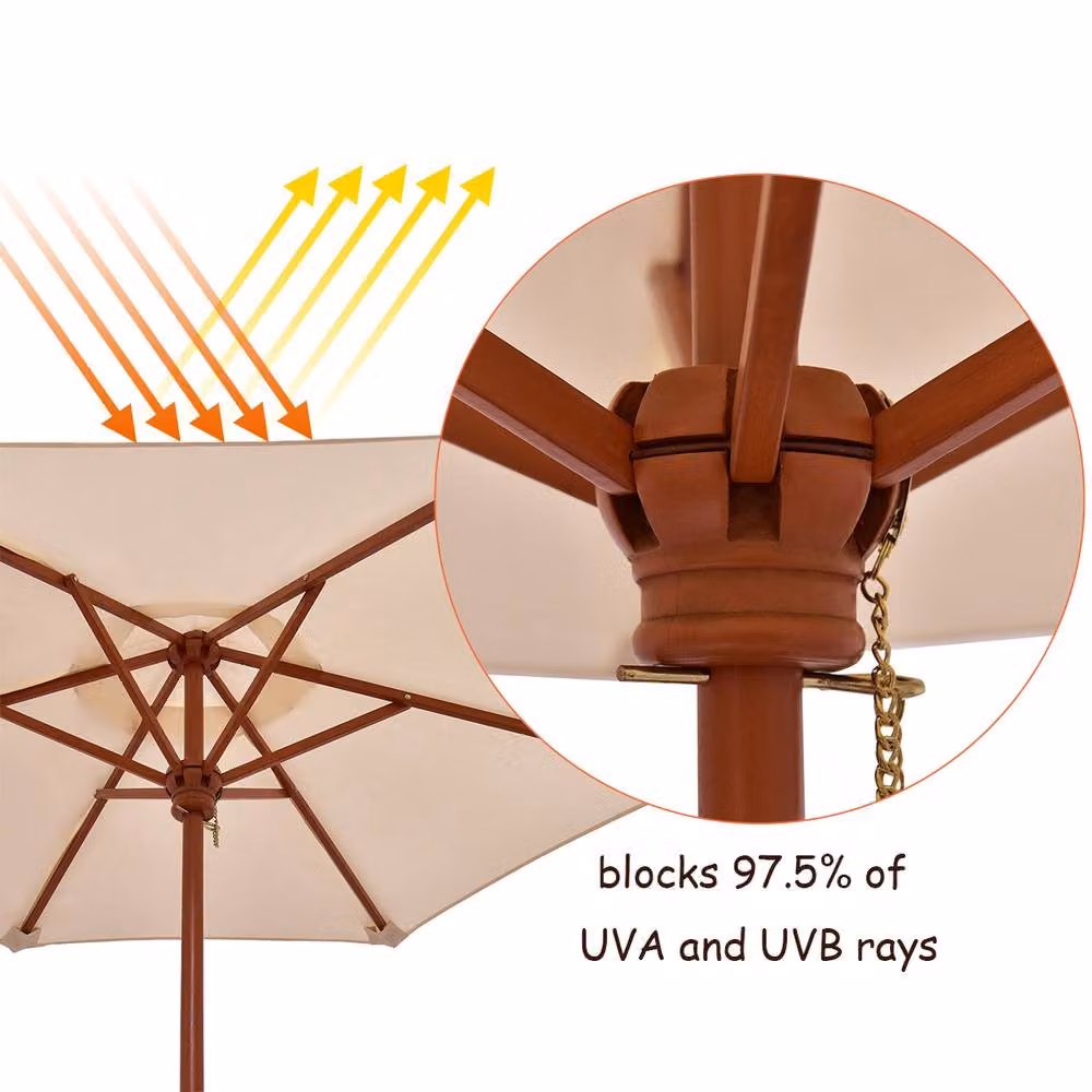 Costway 3 in 1 Childrens Outdoor Picnic Activity Table with Removable Umbrella in Brown – 4