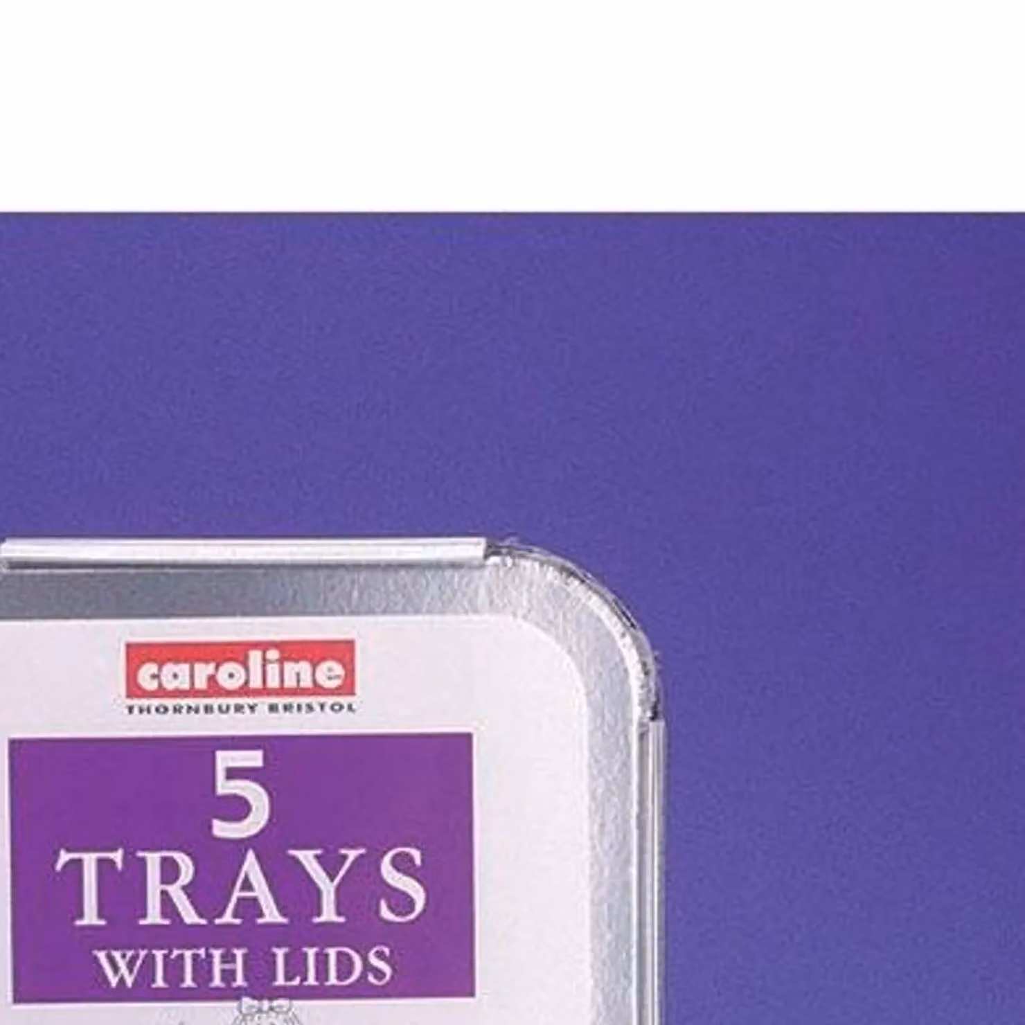 Caroline Silver Aluminium Square Foil Trays with Lids, 60oz, W: 23.9 cm, D: 23.9 cm, H: 3.5 cm, 5 Pack – 2