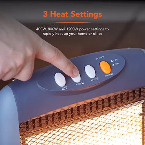 Warmlite 1200W Infrared Freestanding Halogen Heater with Tilt and Overheat Protection, Grey – 6