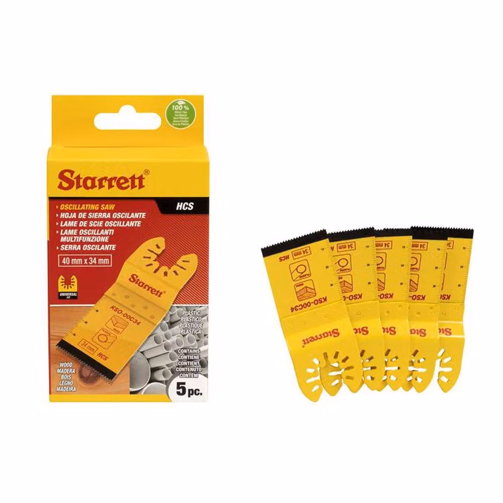 Starrett Yellow HCS Plunge Oscillating Multi-Tool Blade for Wood, 18 TPI, 40 x 34 mm – 2