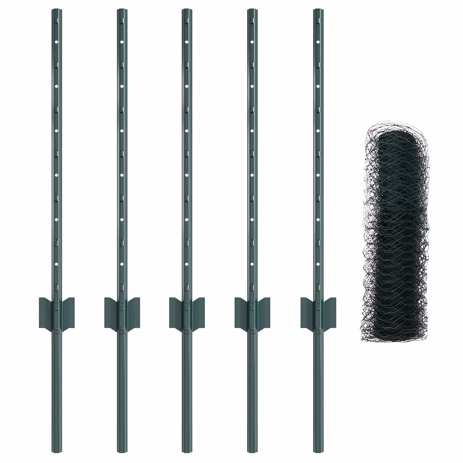 Berkfield Home Green Steel U-Channel Fence Posts, 11 Pieces, Height: 80 cm – 2