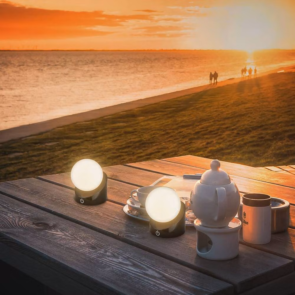 Briloner Black Mini LED Cordless Table Lamp with Dimmable Warm White Light and IP54 Rating – 6