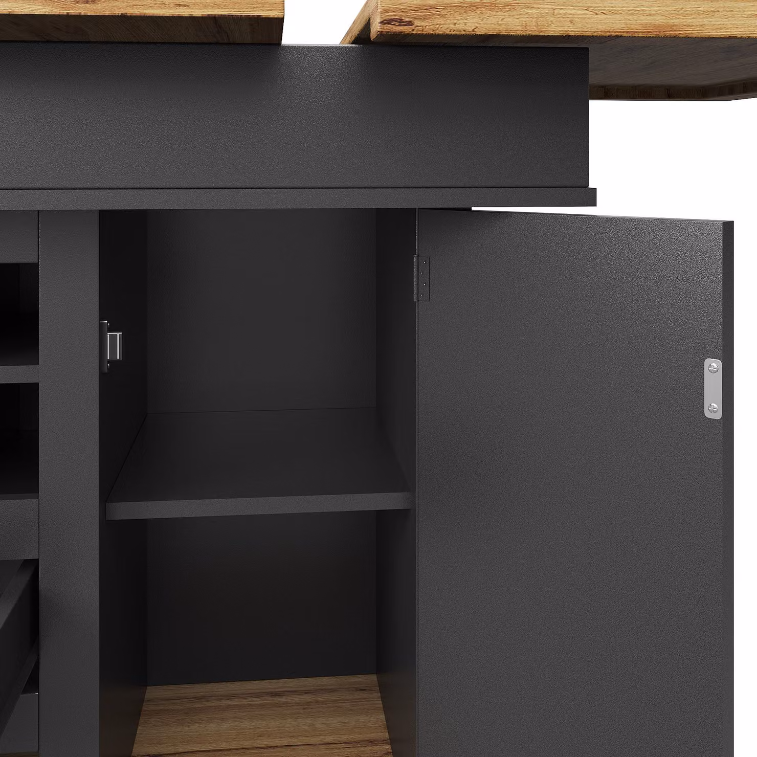 Aosom UK Modern Extendable Dining Table with Wine Rack and Drawers, Black and Natural, W/D/H: 80 x 110 x 75 cm – 6