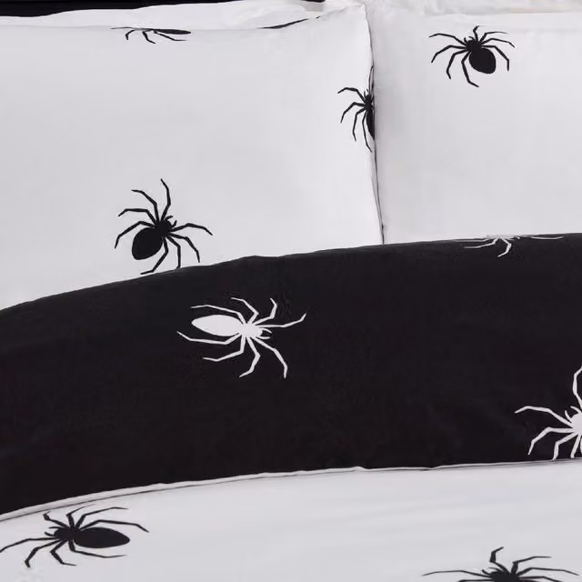 Rapport Home Reversible Black Spider Microfibre Duvet Cover Set, Multicolour, W/D/H: 180 x 200 cm