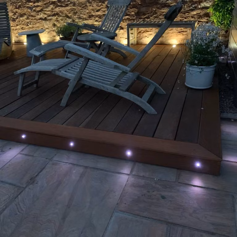 First Choice Lighting Set of 20 Black IP67 Cool White LED Recessed Decking Lights with Dusk Sensor