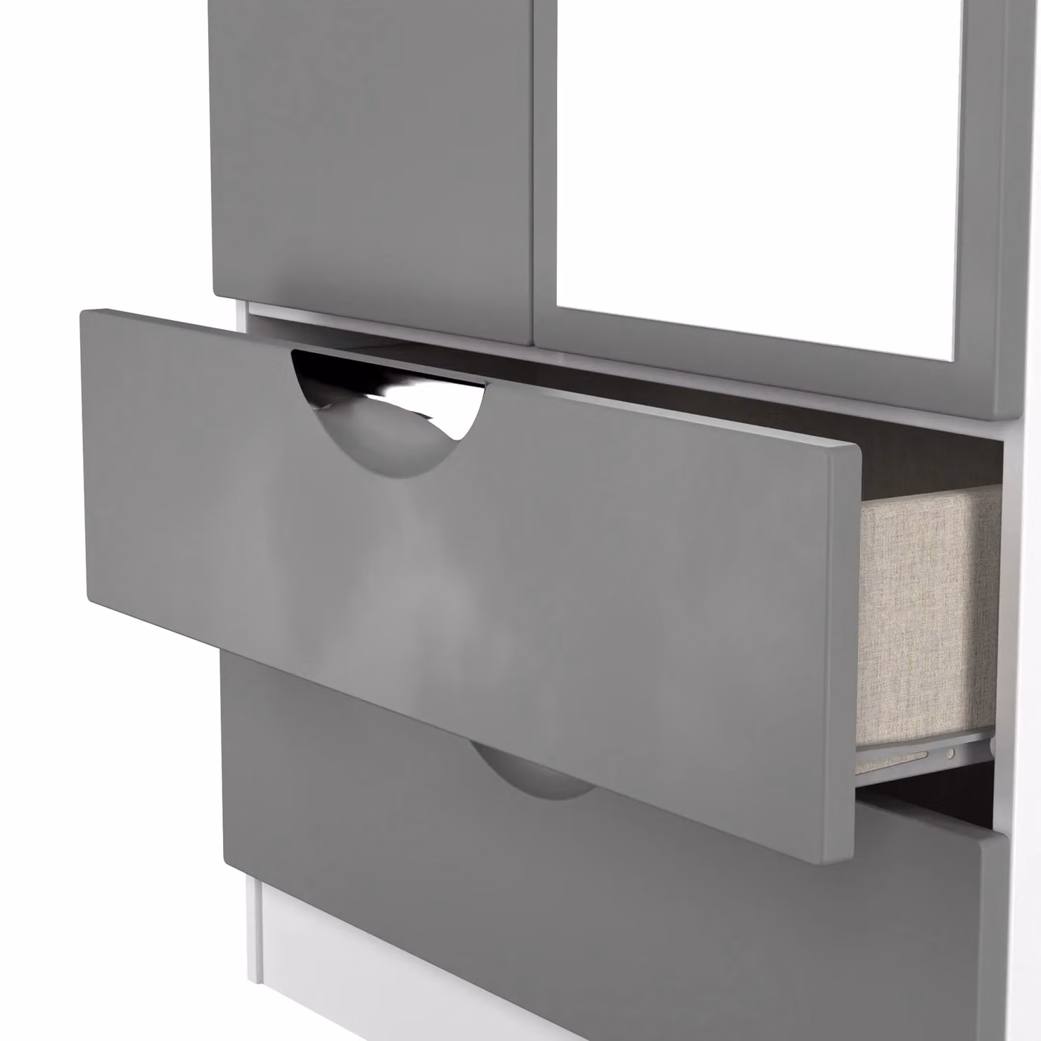 Ready Assembled 2 U Holborn Tall Mirrored Wardrobe with 2 Doors and 2 Drawers in Dark Grey – 3