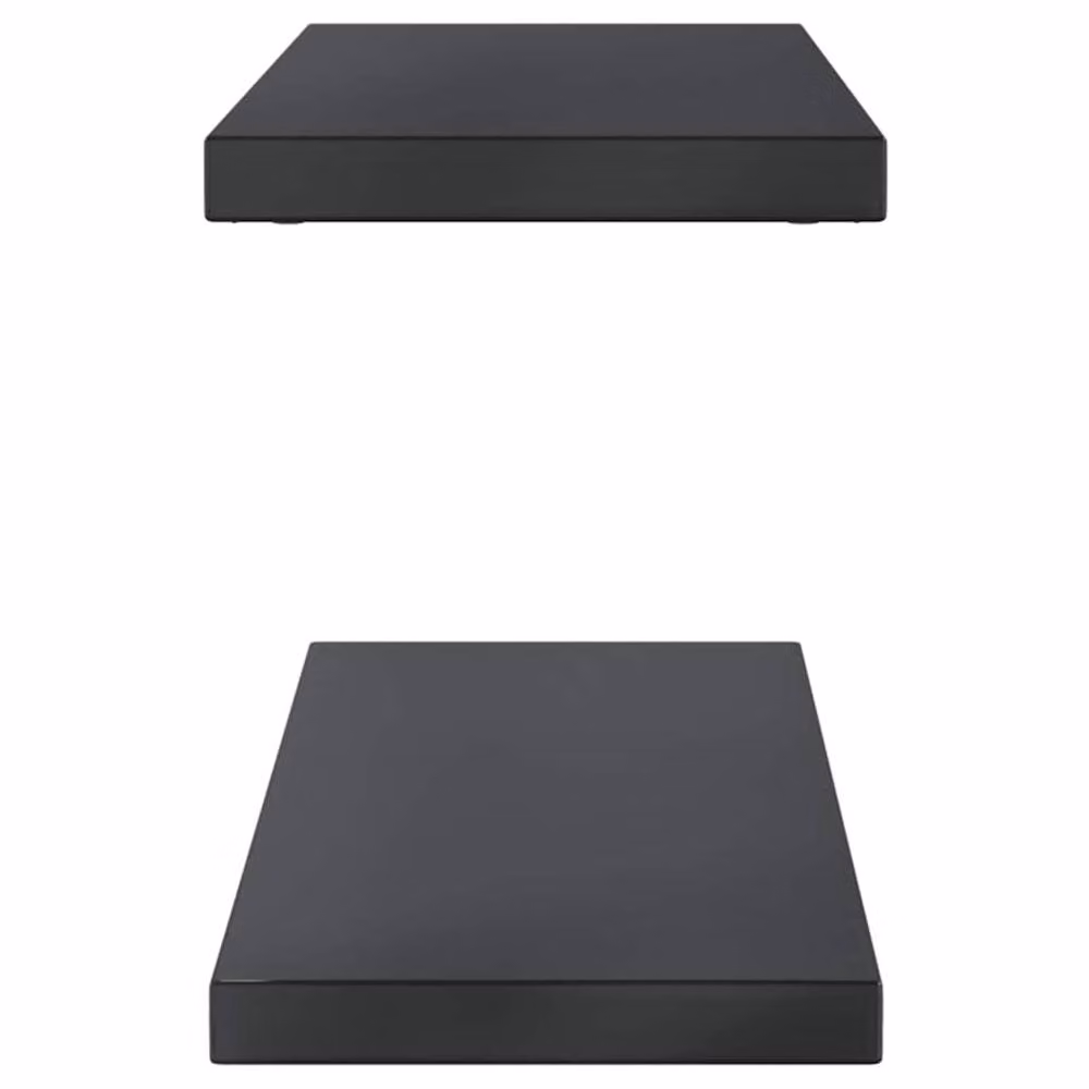 Berkfield Home Set of 2 Black Matt Stainless Steel Wall Mounted Shelves, W/D/H: 100 x 23.5 x 3 cm – 3