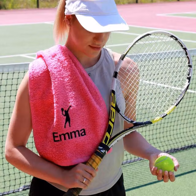Duncan Stewart Personalised Pink Cotton Terry Tennis Court Towel – 1