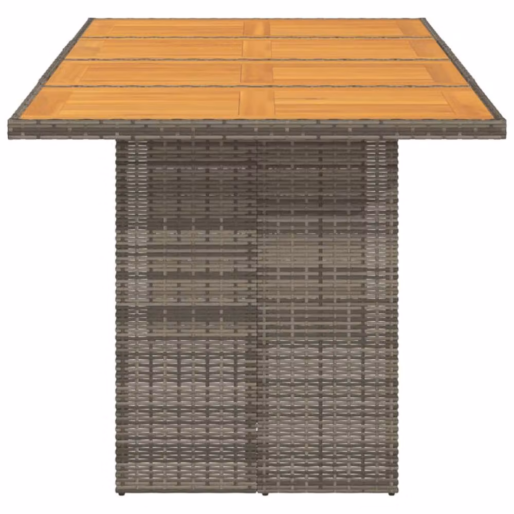 Berkfield Home Extendable Garden Table with Acacia Wood Top and Grey Poly Rattan, W: 190 cm, D: 80 cm, H: 74 cm – 3