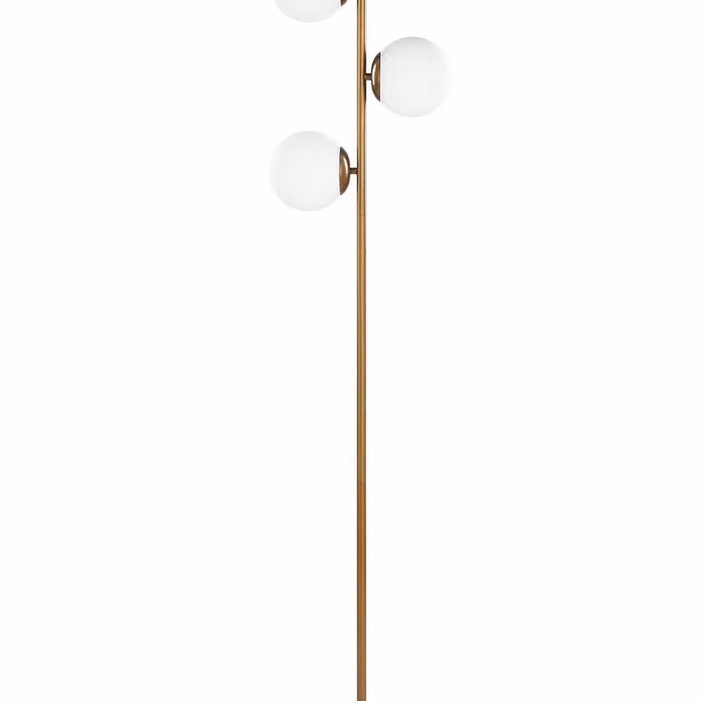 Wyld and Coco Gold and White Floor Lamp with Three Glass Shades – 2