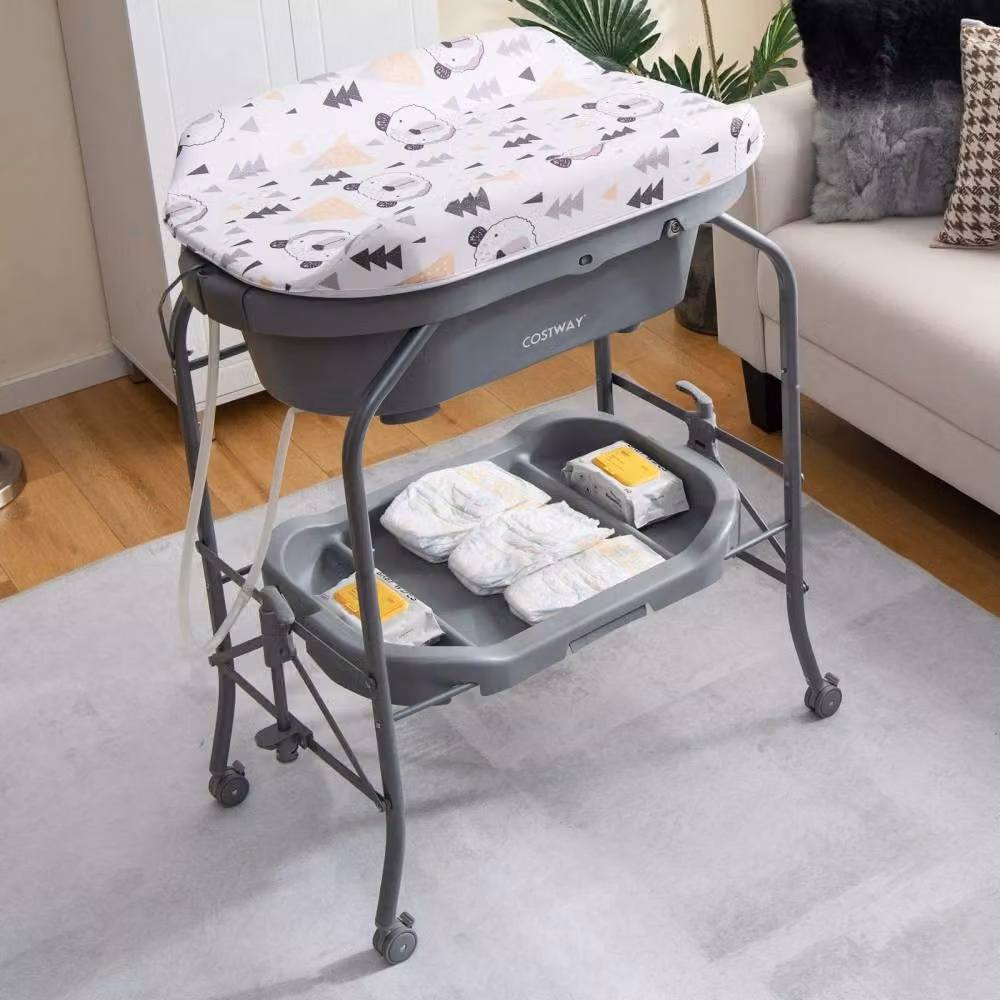 Costway Folding Infant Diaper Changing Nursery Station in Grey – 2