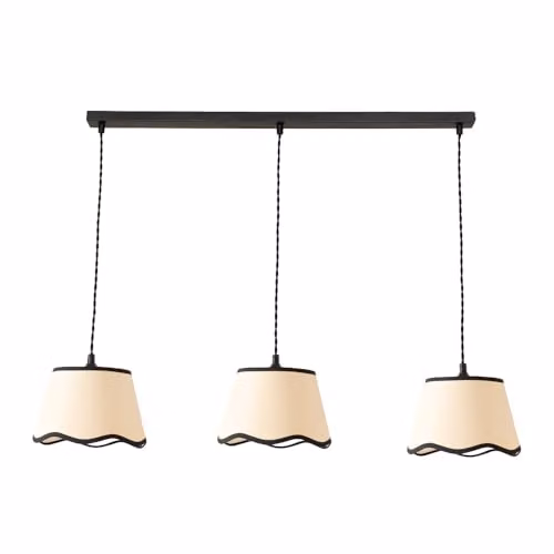 ValueLights Dutton Black Trim Scallop 3 Drop Diner Ceiling Pendant Light with LED Bulbs