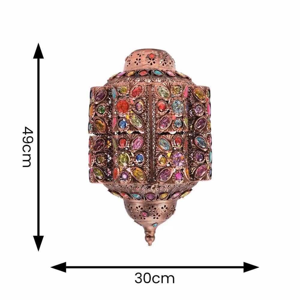 FLAVORA Bronze Metal Retro Lantern Ceiling Shade Large Pendant Light – 2