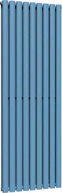 Lux Heat Oval Coloured Vertical Radiator in Denim Blue, H 160 cm x W 54 cm